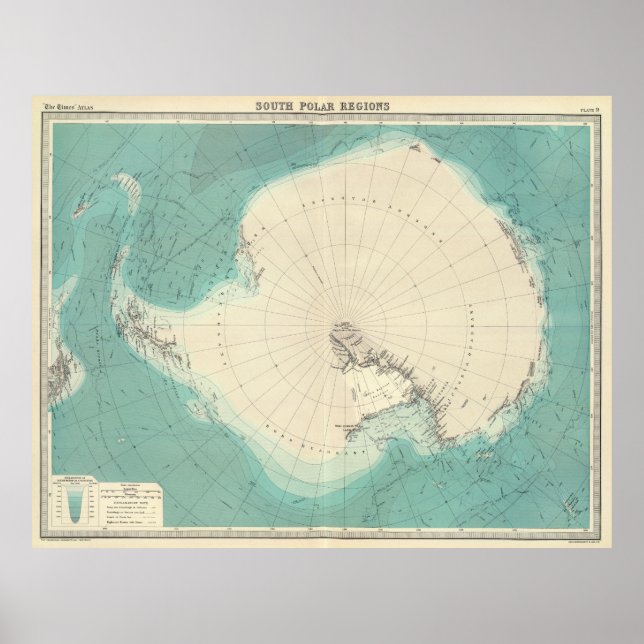 Poster Mapa da Vintagem da Antártica (1922) (Frente)