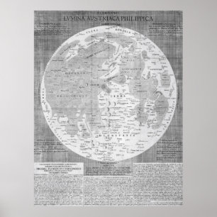 Pôster Mapa da Vintagem da Lua (1645)