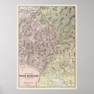 Poster Mapa da Vintagem das Montanhas Brancas (1901)