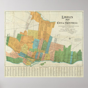 Poster Mapa da Vintagem de Montreal (1920)