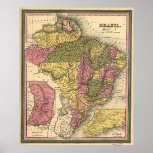 Poster Mapa da Vintagem do Brasil (1846)