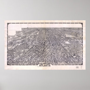Pôster Mapa da vista aérea de Atlanta Geórgia (1919)