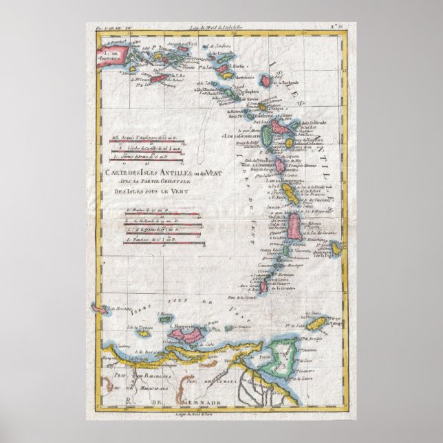 Poster Mapa das Antilhas (1780) (Frente)