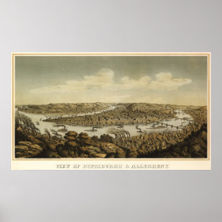 Pôster Mapa das aves de Pitsburgh - 1874 (Krebs) BigMapBl