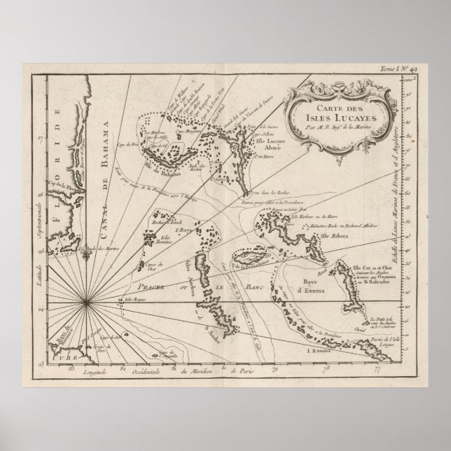 Poster Mapa das Baamas (1764) (Frente)