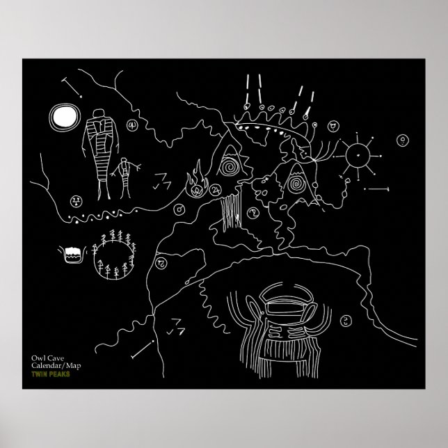 Poster Mapa das Cavernas de Coruja - Picos Gêmeos (Frente)