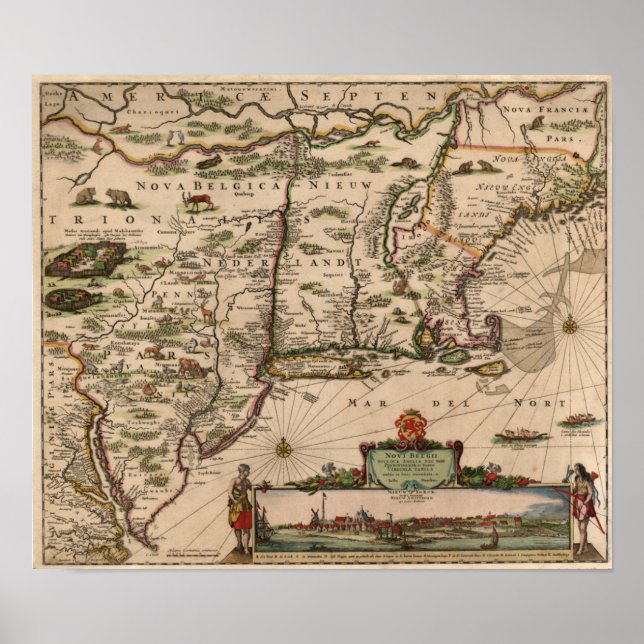 Pôster Mapa das Colônias de 1683 (Frente)