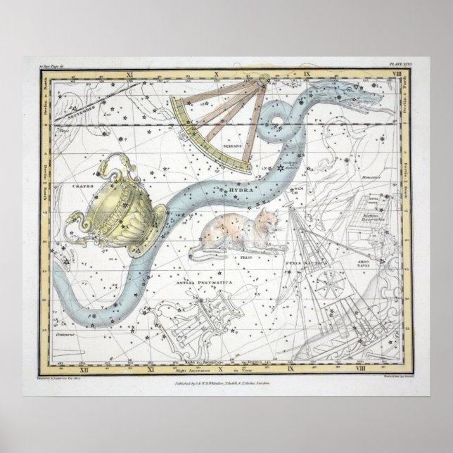 Poster Mapa das Constelações Placa XXVI (Frente)