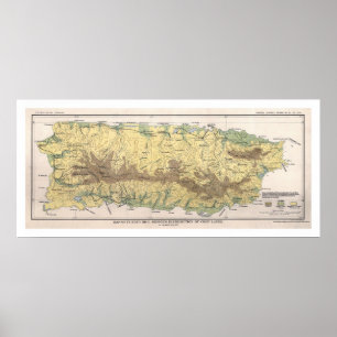 Pôster Mapa das culturas em Porto Rico em 1899