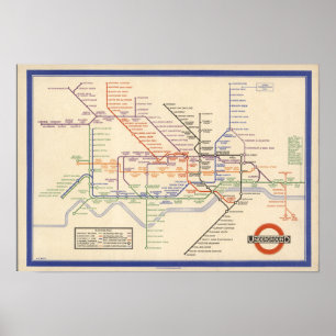 Poster Mapa das estradas de ferro subterrâneas de Londre