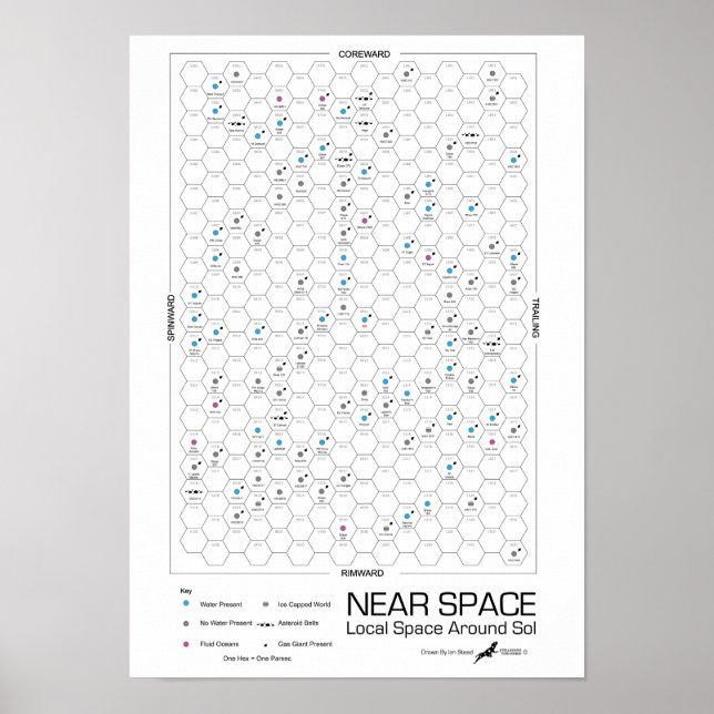 Poster Mapa das Estrelas do Hexágono Próximo do Espaço (F (Frente)