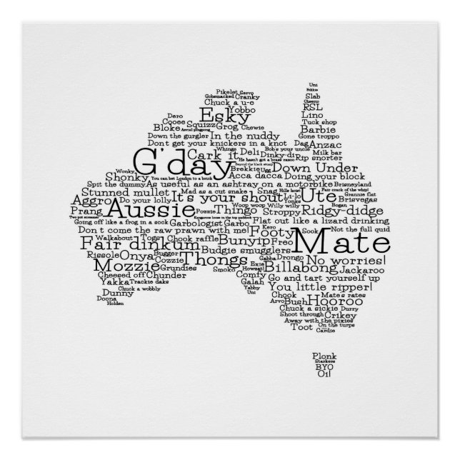 Pôster mapa das gírias australianas (Frente)