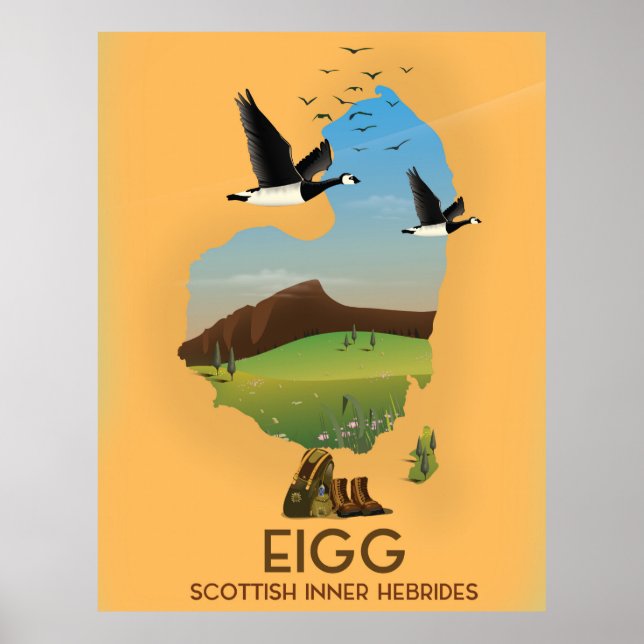 Poster Mapa das Hébridas Internas Escocesas Eigg (Frente)