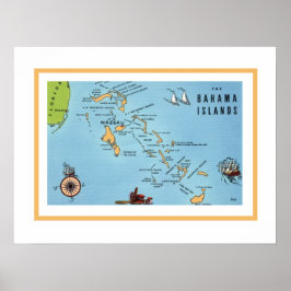 Poster Mapa das Ilhas Bahamas 18x24