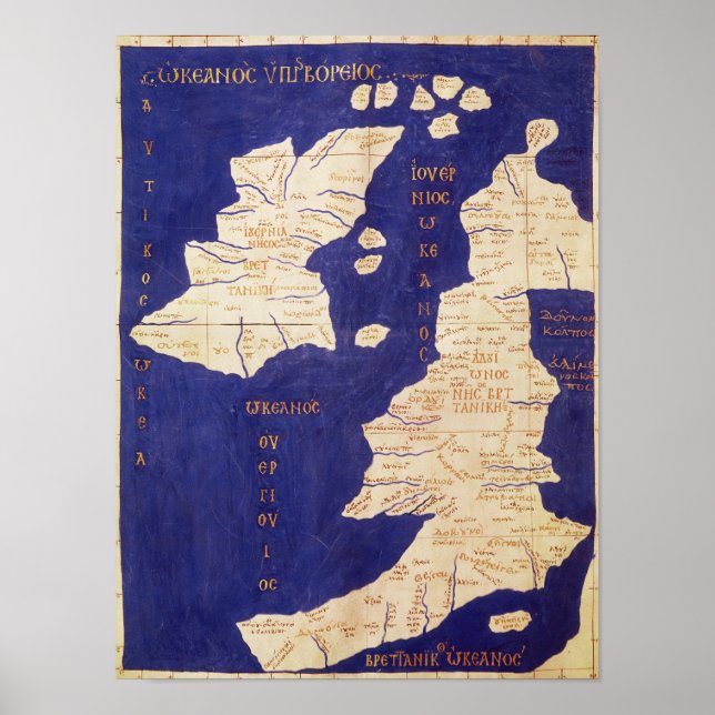 Pôster Mapa das Ilhas Britânicas, da "Geografia" (Frente)