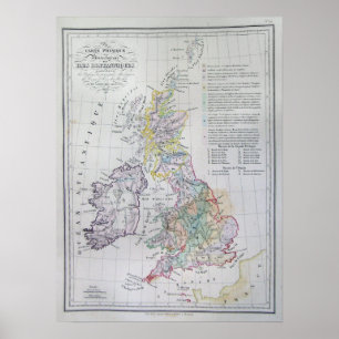 Poster Mapa das ilhas britânicas, Inglaterra, Wales,