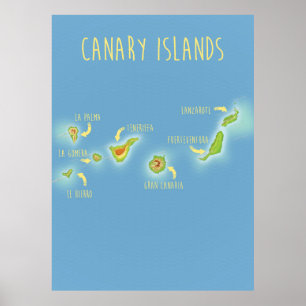Pôster Mapa das Ilhas Canárias