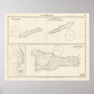 Poster Mapa das Ilhas Cayman (1880) Vintage Caymanian