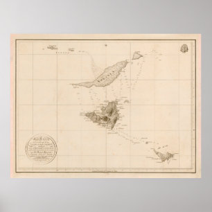 Poster Mapa das Ilhas das Ruas Velhas Martins, Anguila e