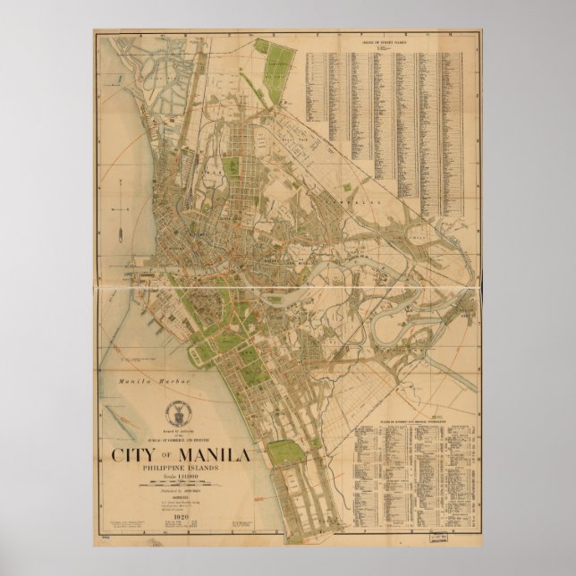 Poster Mapa das Ilhas de Manila, Filipinas (1920) (Frente)