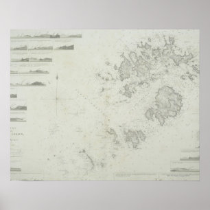 Pôster Mapa das ilhas de Scilly em Grâ Bretanha