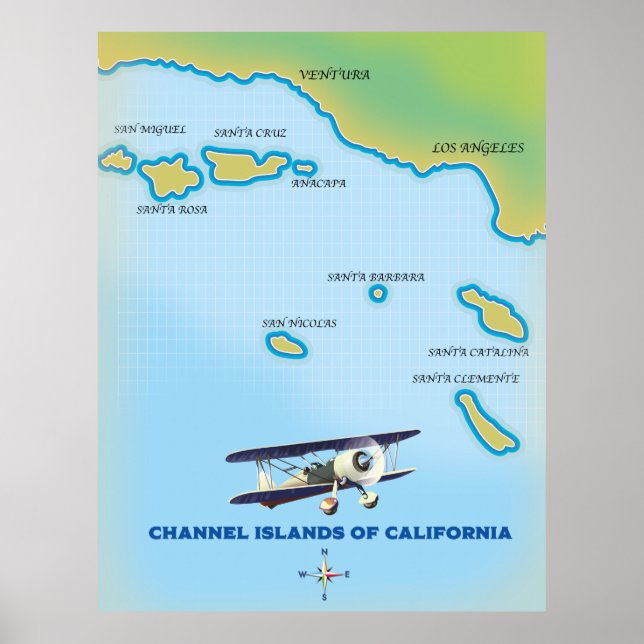 Poster Mapa das Ilhas do Canal da Califórnia (Frente)