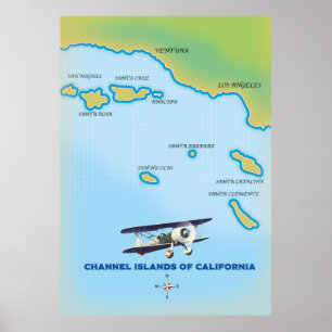 Poster Mapa das Ilhas do Canal da Califórnia