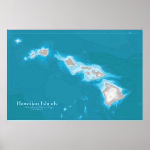 Poster Mapa das Ilhas do Havaí