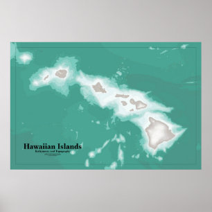Poster Mapa das Ilhas do Havaí