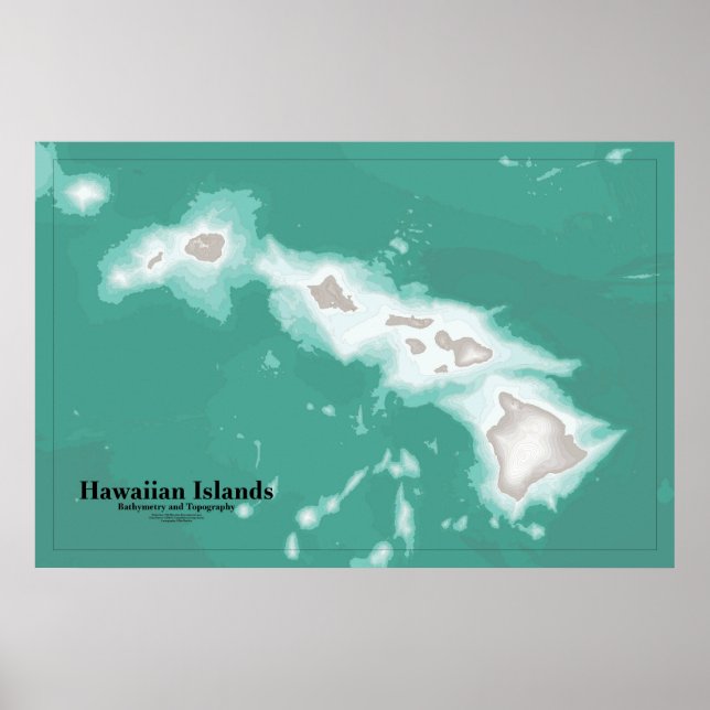Poster Mapa das Ilhas do Havaí (Frente)