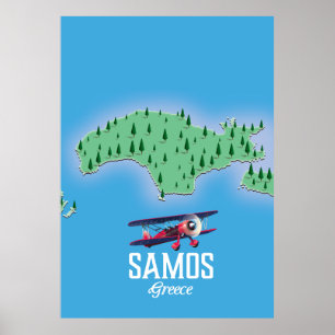 Poster Mapa das Ilhas Gregas Samos
