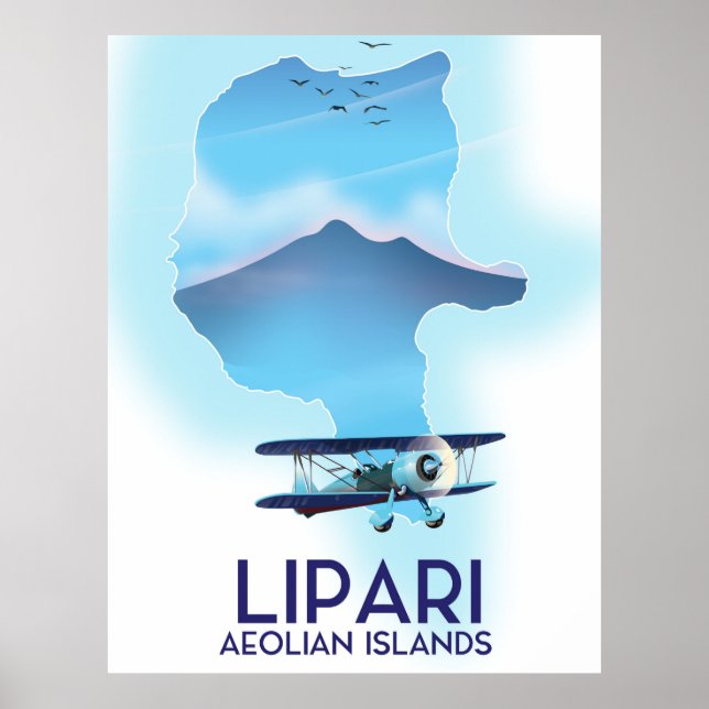 Poster Mapa das Ilhas Lipari Aeolian (Frente)