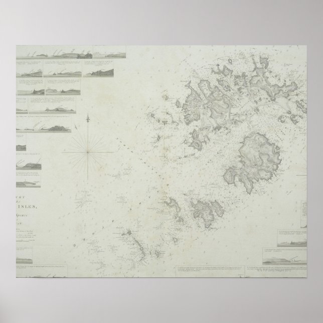 Pôster Mapa das Ilhas Scilly na Grã-Bretanha (Frente)