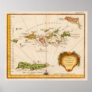 Poster Mapa das Ilhas Virgens (1764)