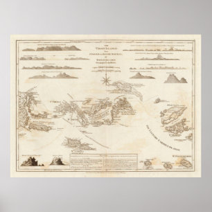 Poster Mapa das Ilhas Virgens (1775) Rua Thomas, Rua Croi