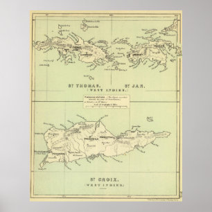 Pôster Mapa das Ilhas Virgens (1853)