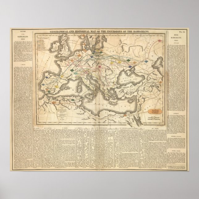 Poster Mapa das Incursões dos Bárbaros (Frente)