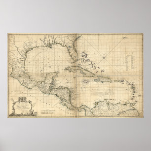 Pôster Mapa das Índias Ocidentais por T. Bowen & por J.
