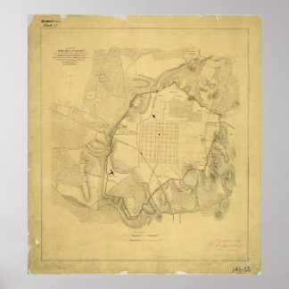 Pôster Mapa das Linhas Confederadas em Raleigh
