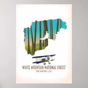 Poster Mapa das montanhas brancas da floresta nacional do