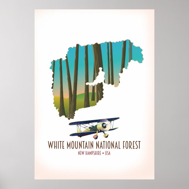 Poster Mapa das montanhas brancas da floresta nacional do (Frente)