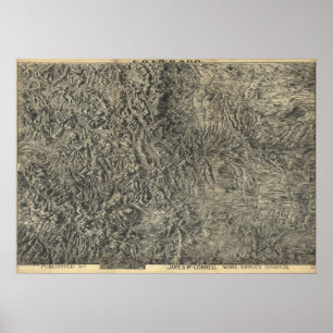 Pôster Mapa das montanhas, cidades e rios do Colorado em 