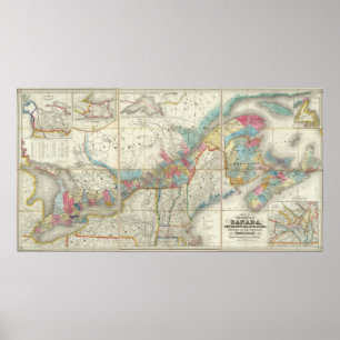 Pôster Mapa das províncias de Canadá