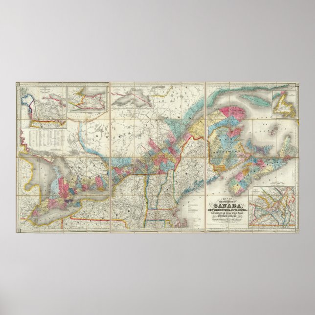 Pôster Mapa Das províncias do Canadá (Frente)