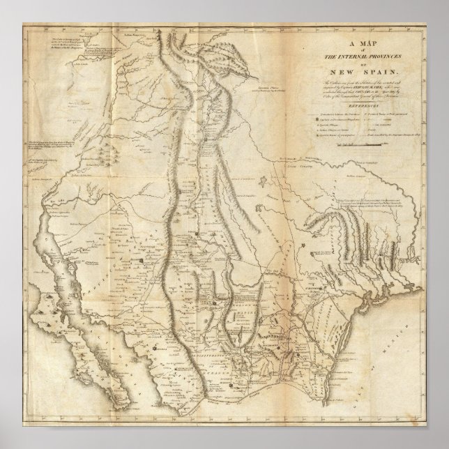 Poster Mapa das províncias internas de nova Espanha (Frente)