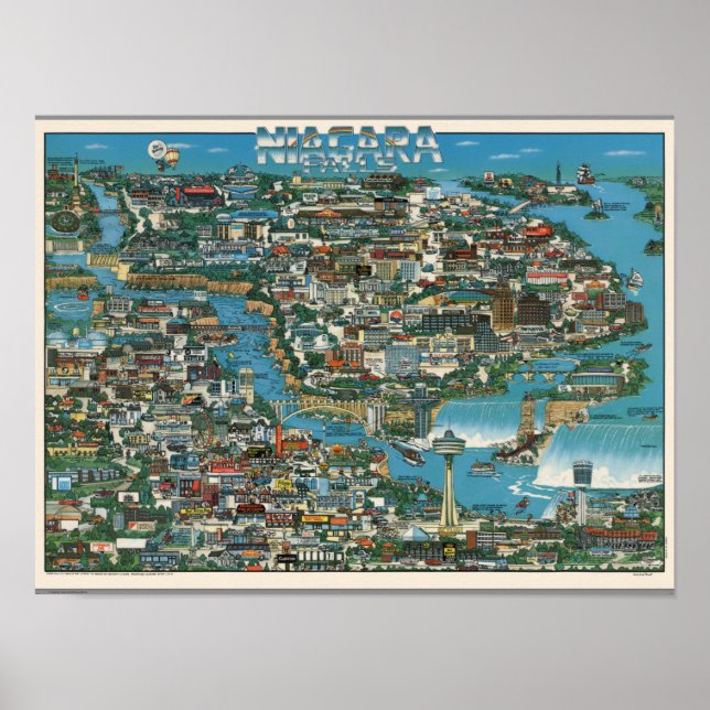 Poster Mapa das quedas de Niagara (Frente)