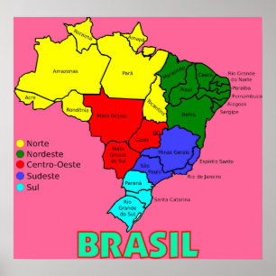 Poster Mapa das Regiões do Brasil"