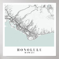 Mapa das Ruas Azuis Honolulu Hawaii
