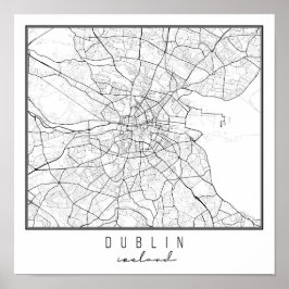 Poster Mapa das Ruas da Irlanda de Dublin