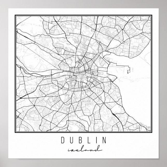 Poster Mapa das Ruas da Irlanda de Dublin (Frente)